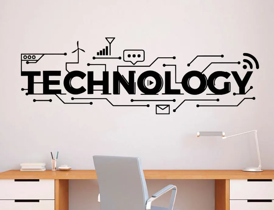 Technology Lettering Wall Deca - Interior Design Education recension och pris